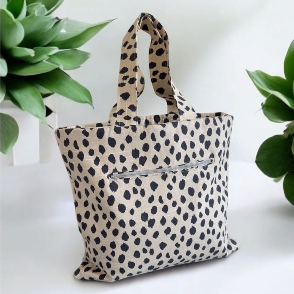 Polka Dot Canvas Tote Bag